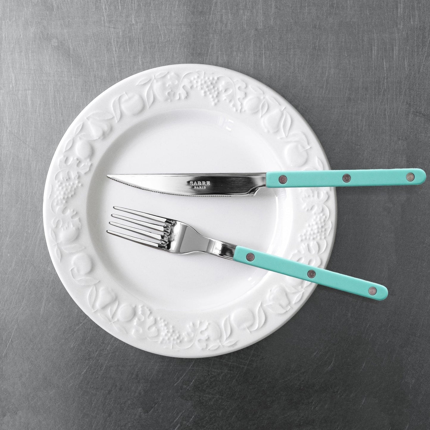Sabre Paris- Bistrot Unifarben 3-teiliges Besteckset -Pastel green