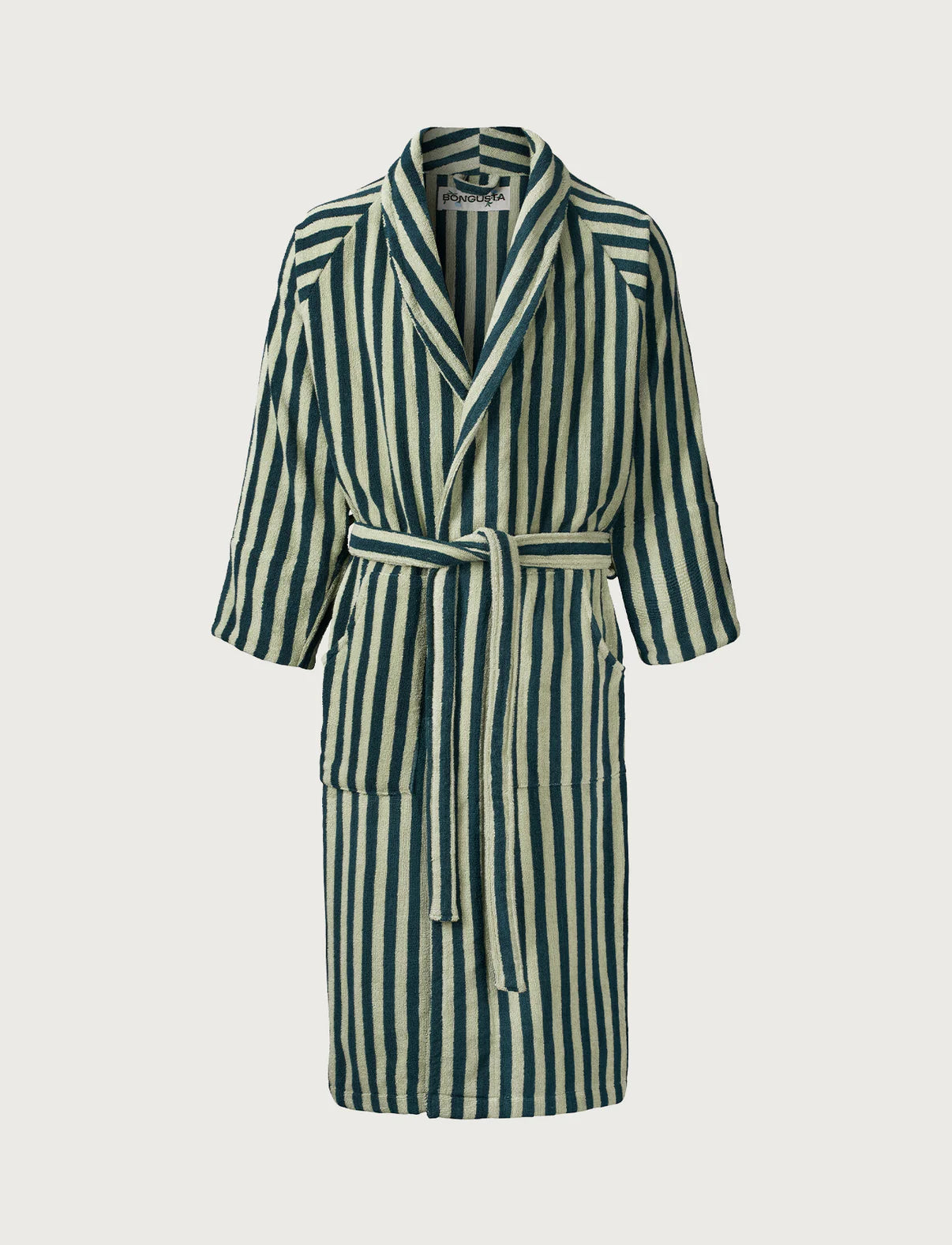 Bongusta - Naram Bathrobe - sea foam & deep teal