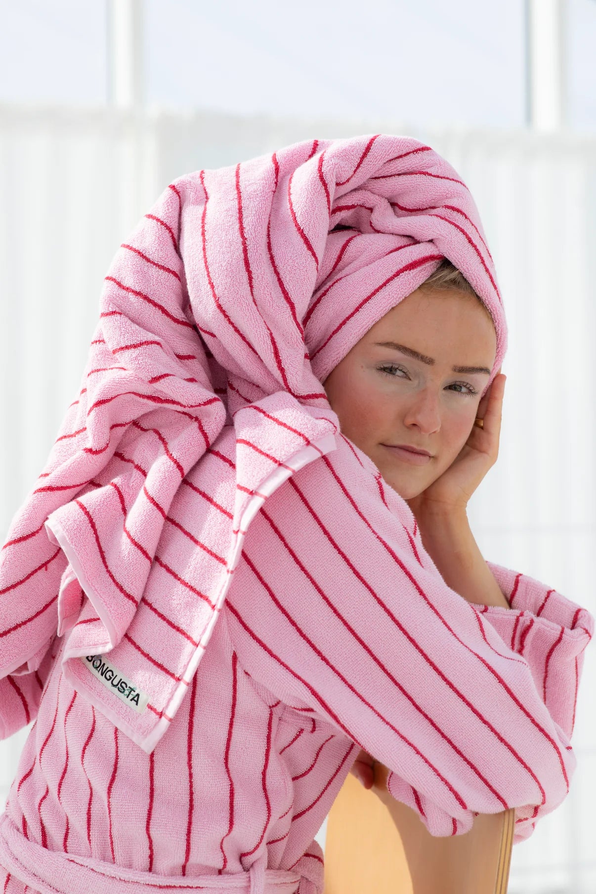 Bongusta - Naram Hand Towels - baby pink & ski patrol