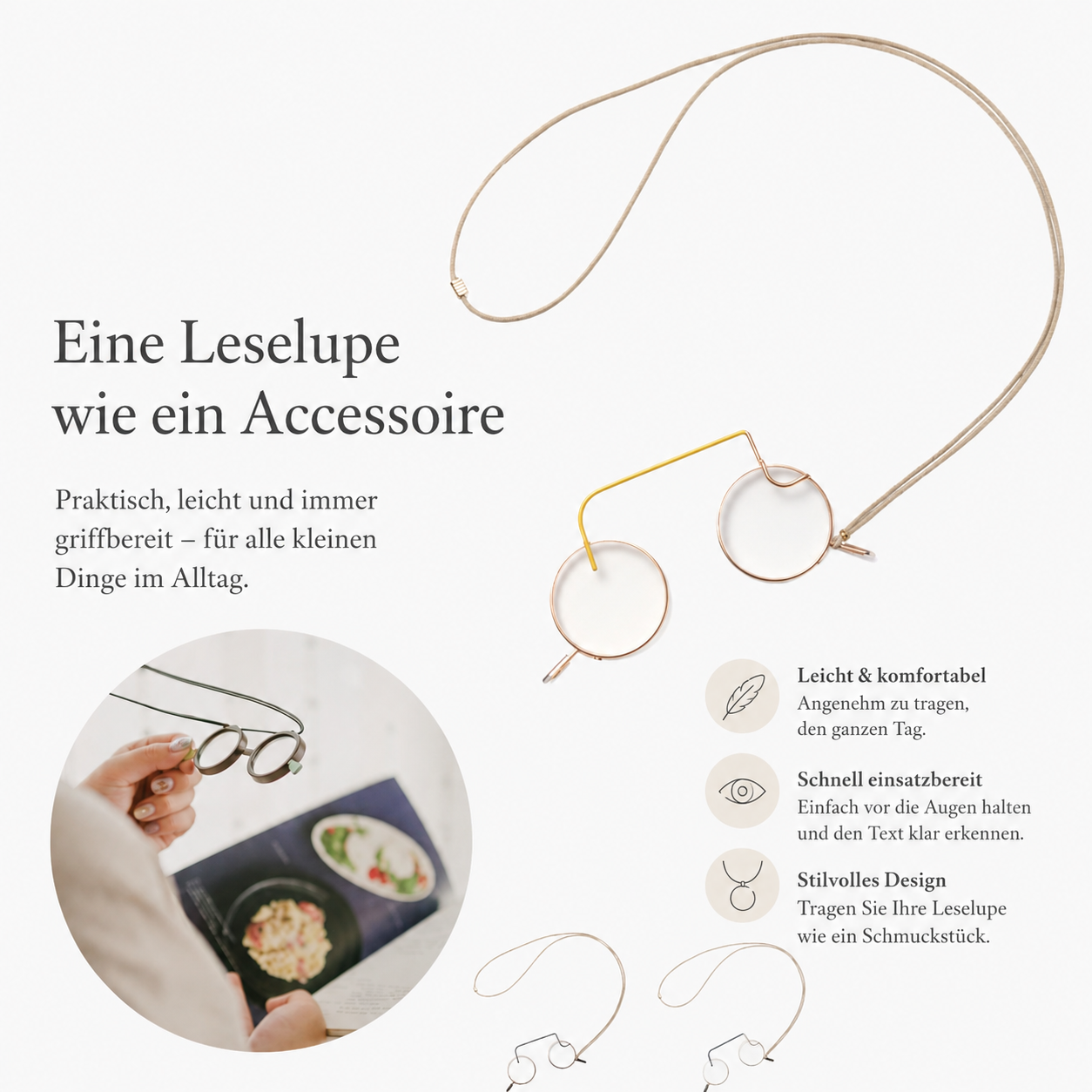 Ciqi CIRCLE – Lesebrille(Leselupe)als Anhänger +1,50 - Ruby