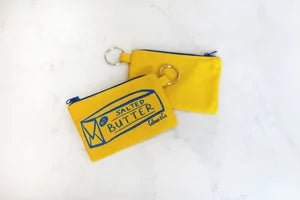 Calhoun & Co New York SALTED BUTTER SCREEN PRINTED ZIPPER CARD POUCH WITH KEYRING