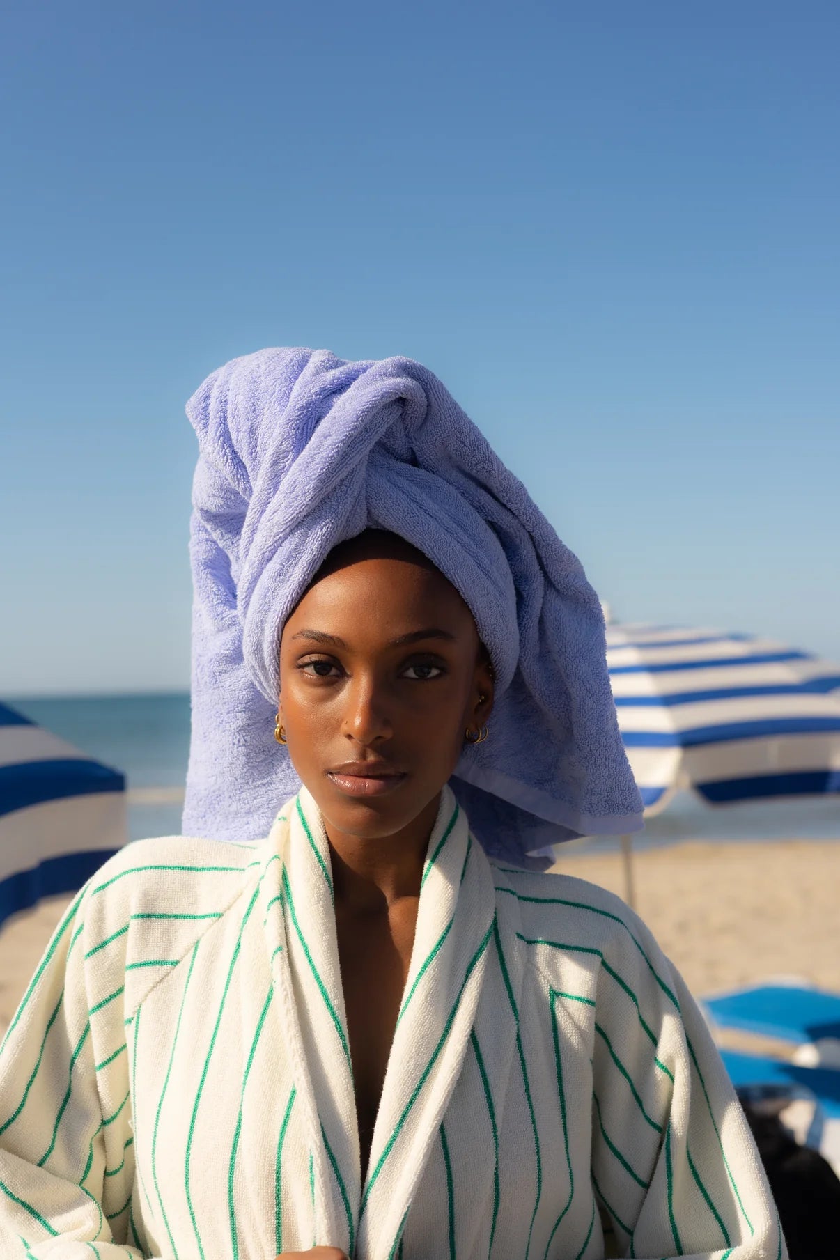 Bongusta - Naram Bathrobe - pure white & grass