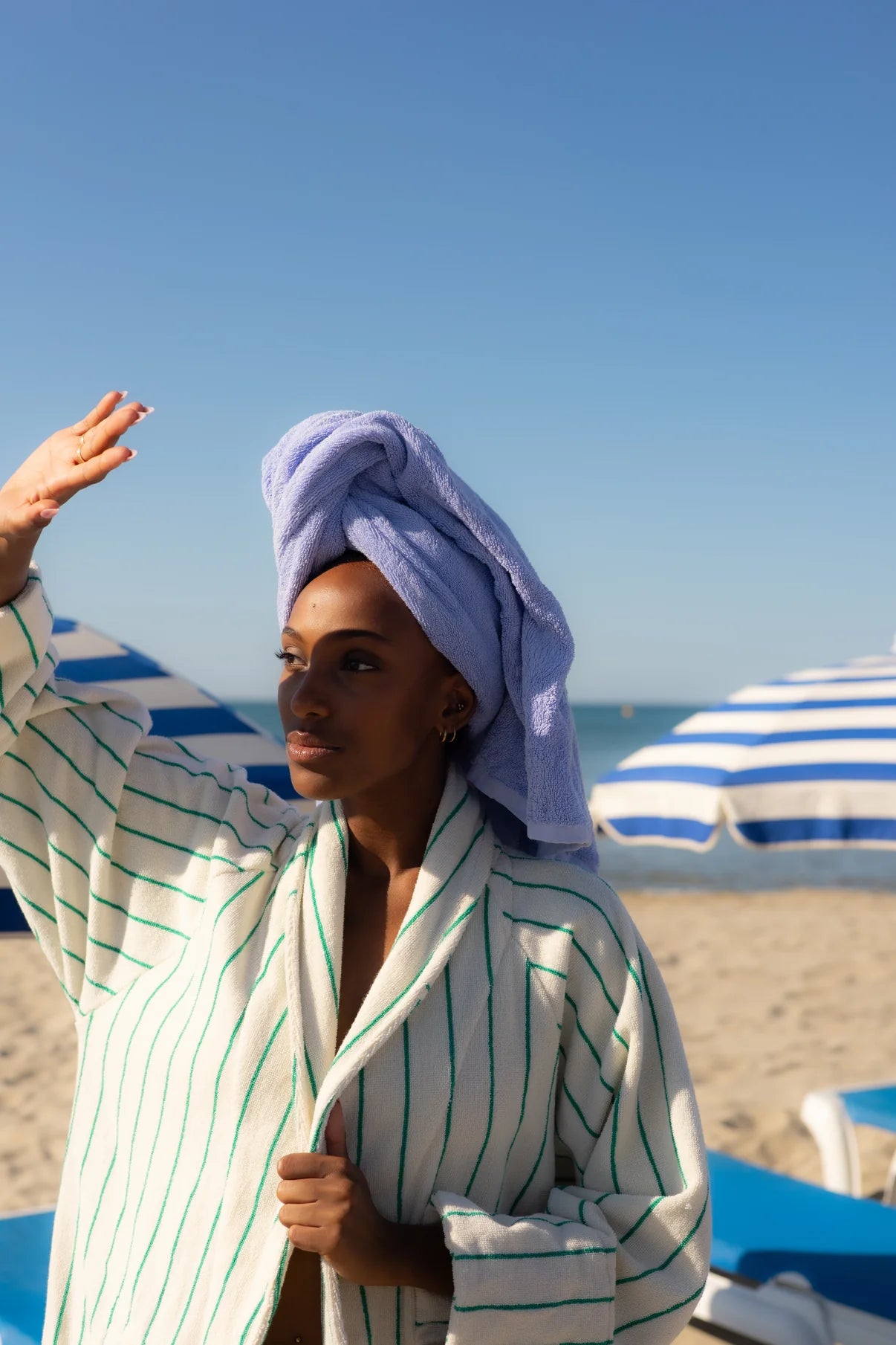 Bongusta - Naram Bathrobe - pure white & grass