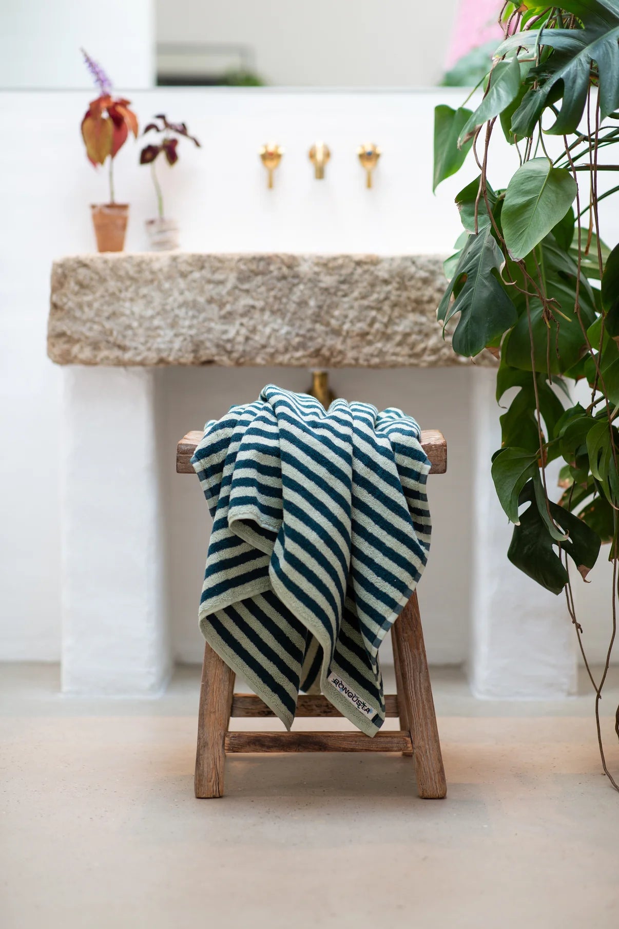 Bongusta - Naram Hand Towels - sea foam & deep teal