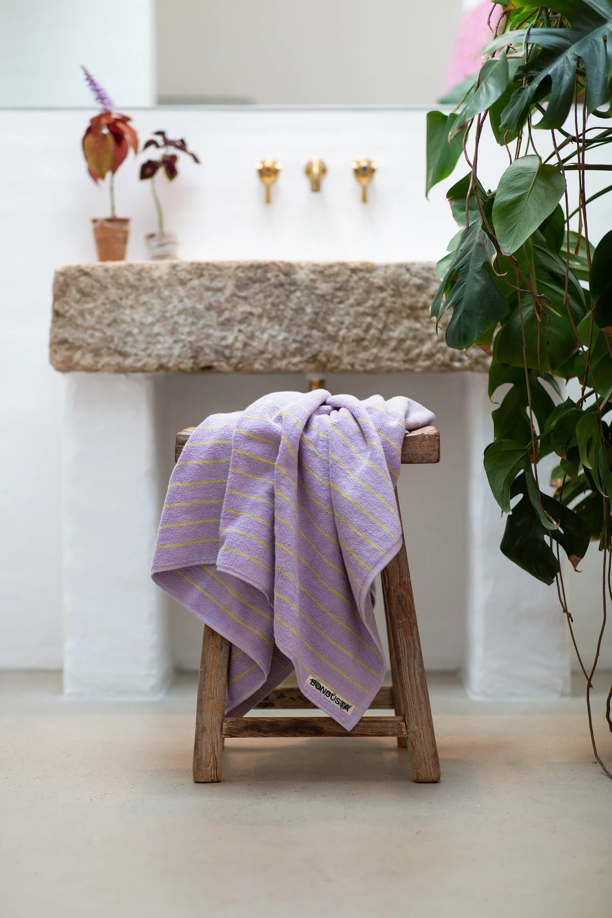 Bongusta - Naram Hand Towels - lilac & neon yellow