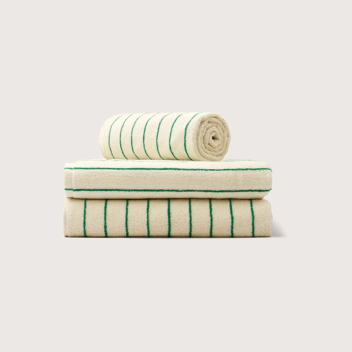 Bongusta - Naram Hand Towels - pure white & grass