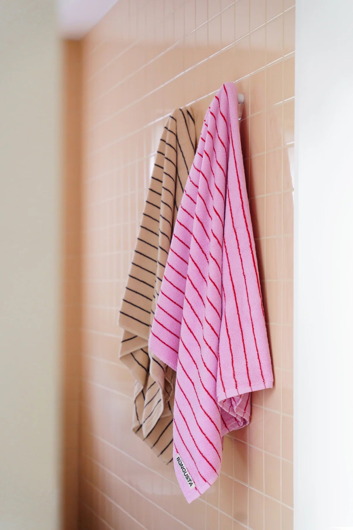 Bongusta - Naram Hand Towels - baby pink & ski patrol