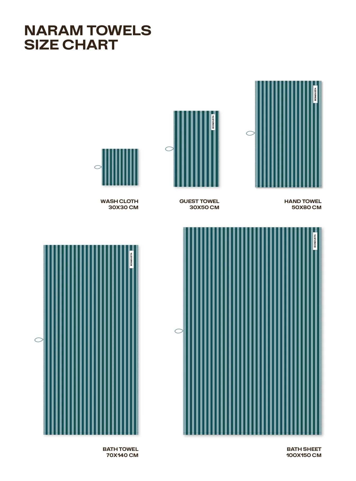 Bongusta - Naram Hand Towels - sea foam & deep teal