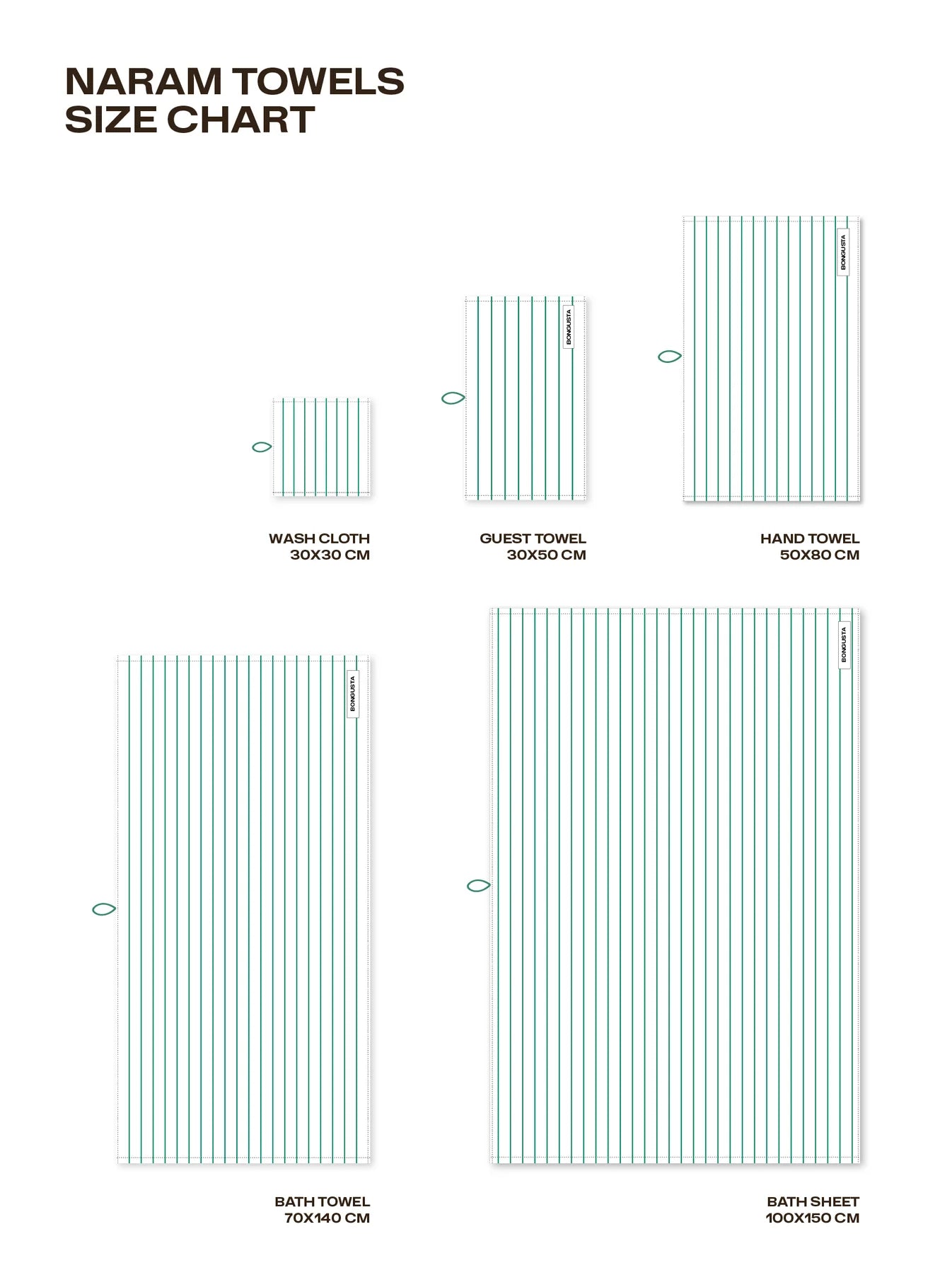 Bongusta - Naram Hand Towels - pure white & grass