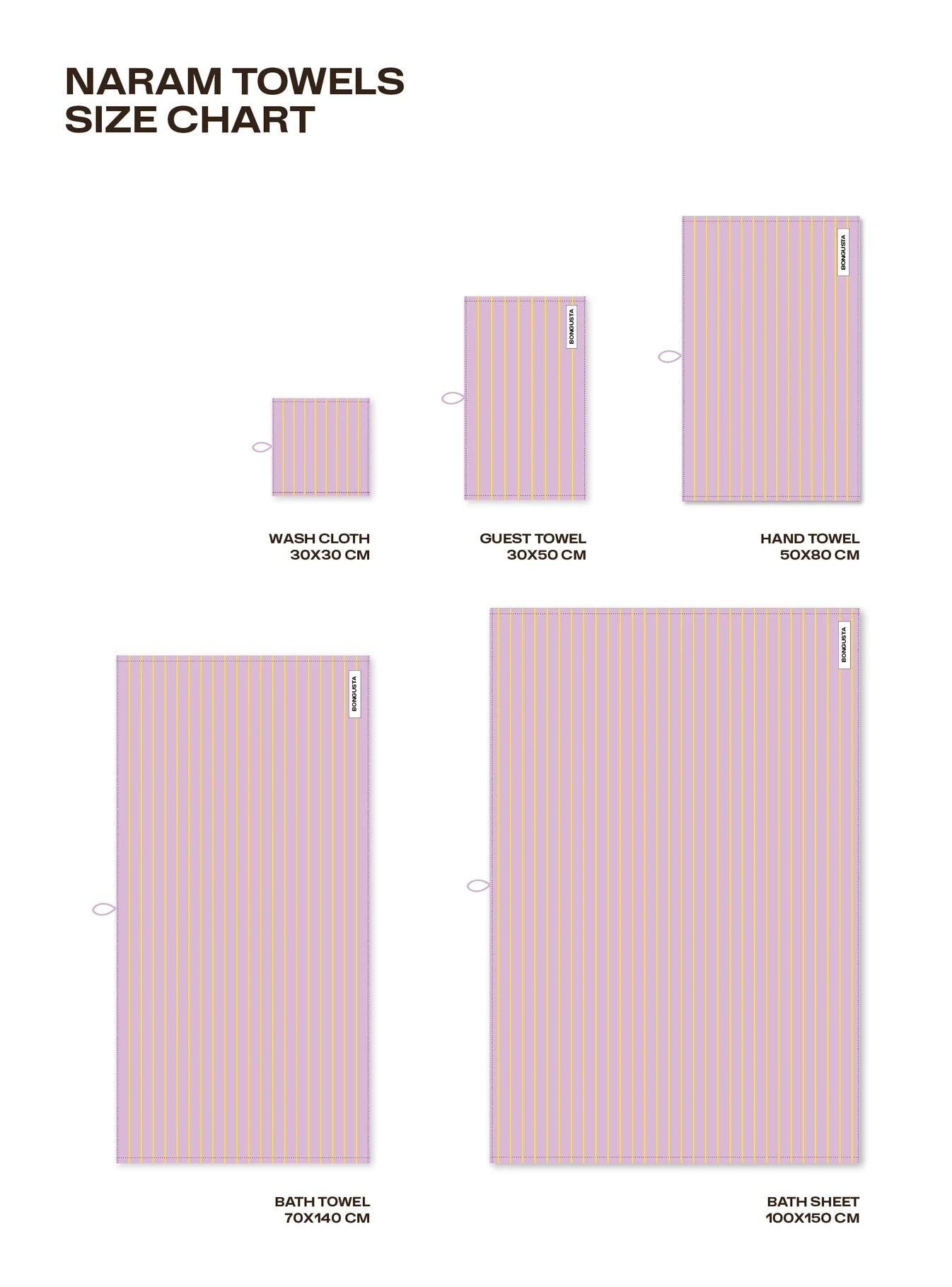 Bongusta - Naram Hand Towels - lilac & neon yellow
