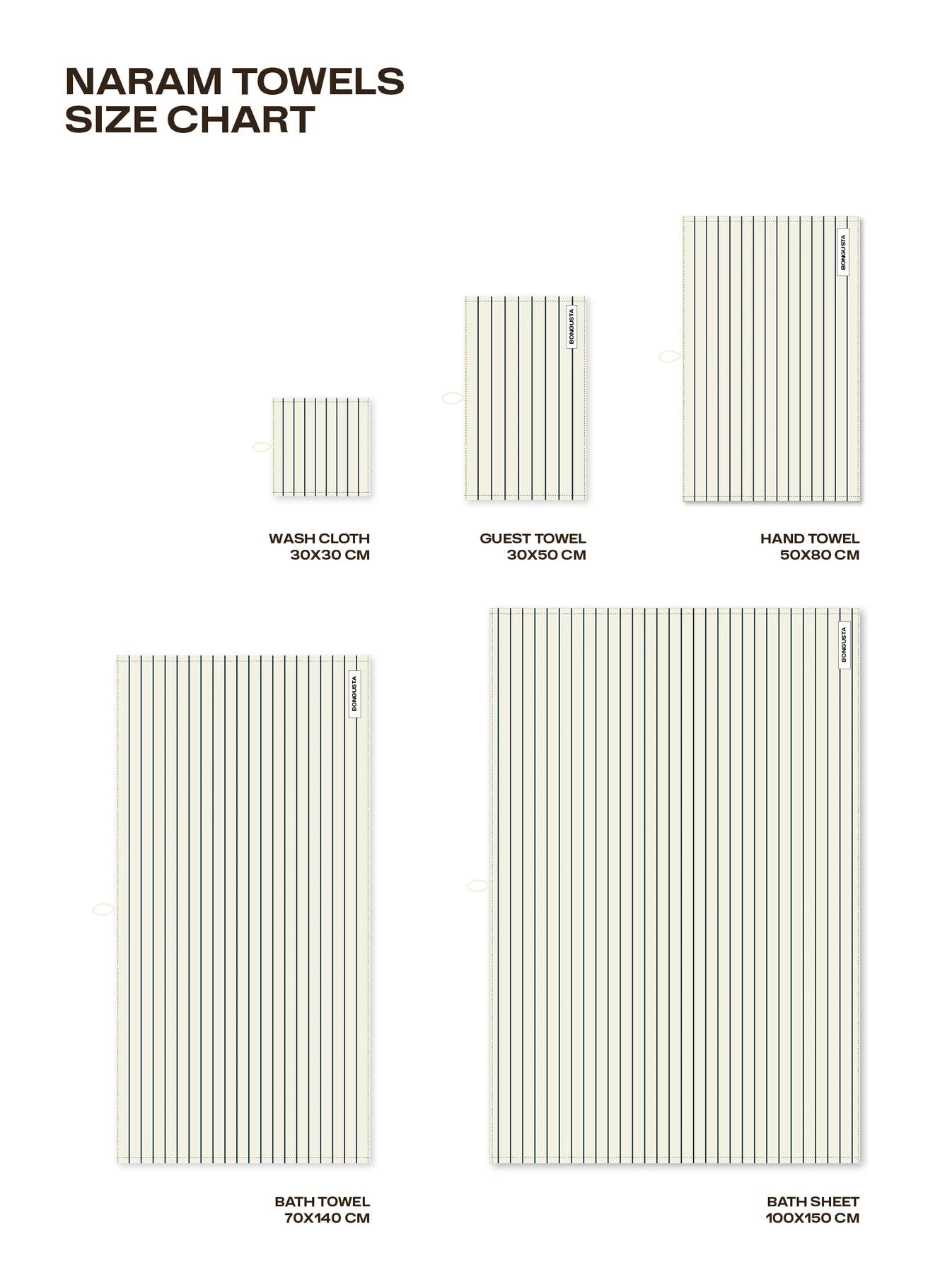 Bongusta - Naram Hand Towels - creme & ink