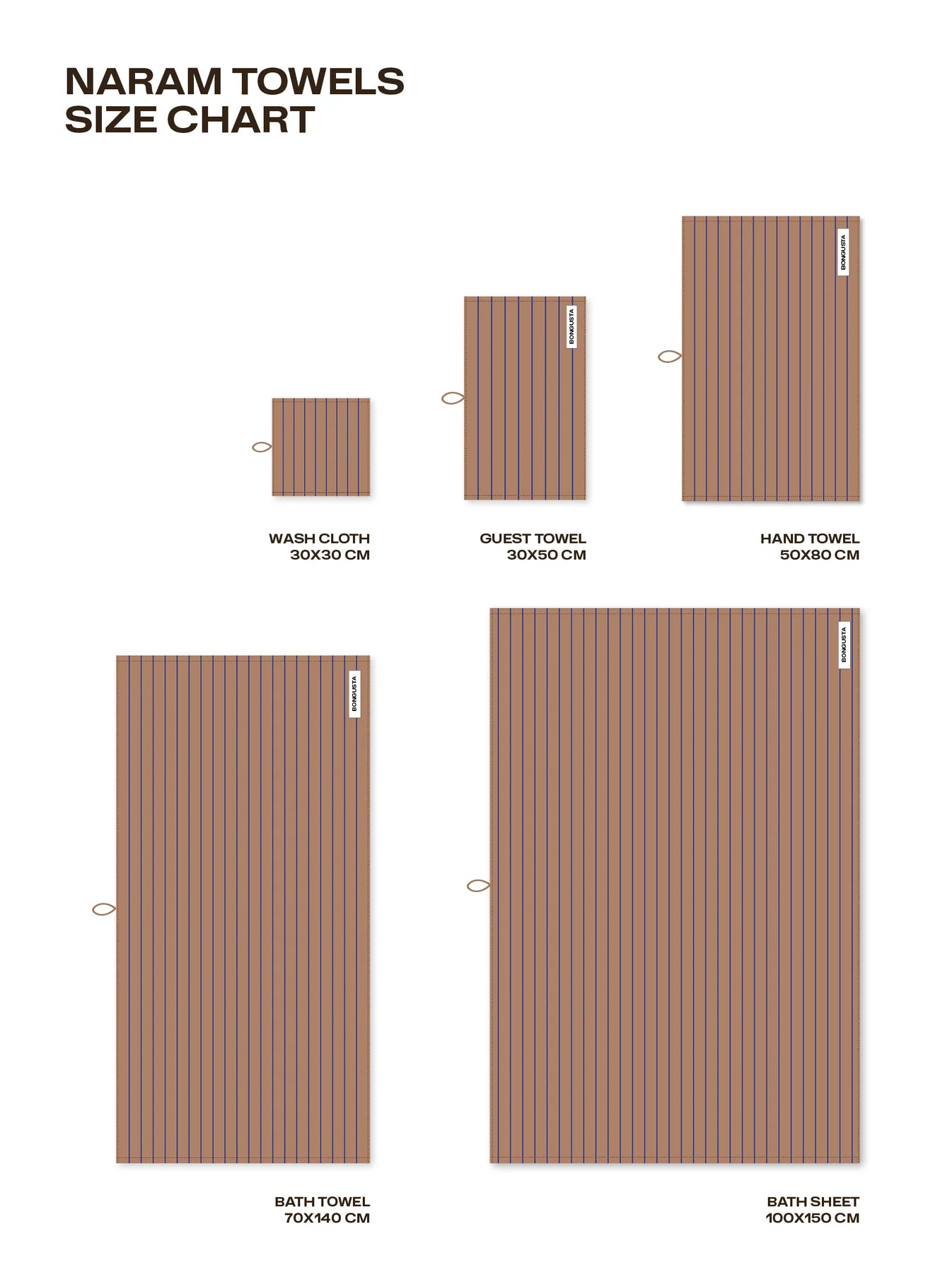 Bongusta - Naram Hand Towels - camel & ultramarine