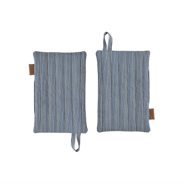 OYOY LIVING DESIGN-Gestreifter Denim-Topflappen – 2er-Set