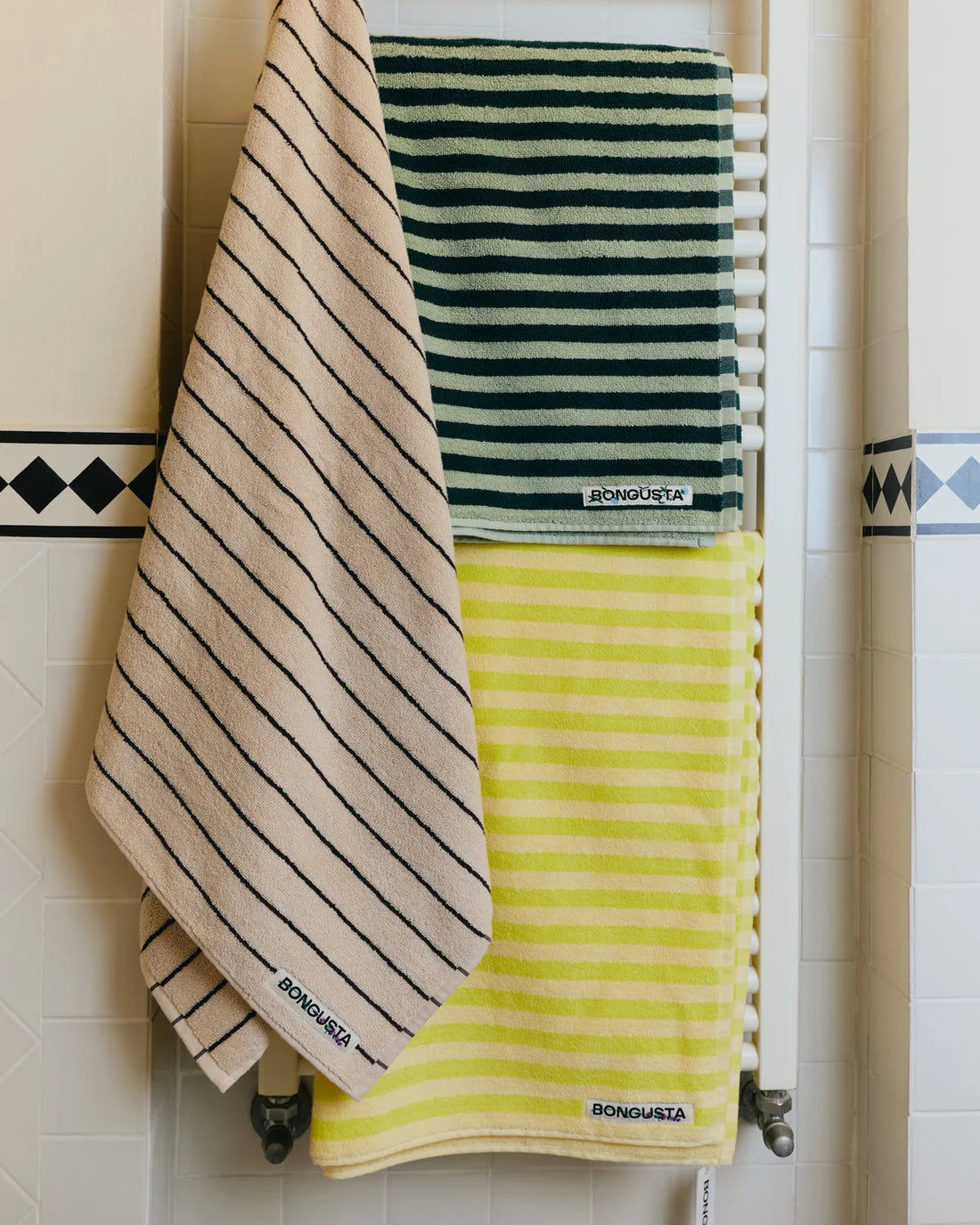 Bongusta - Naram Hand Towels - sea foam & deep teal