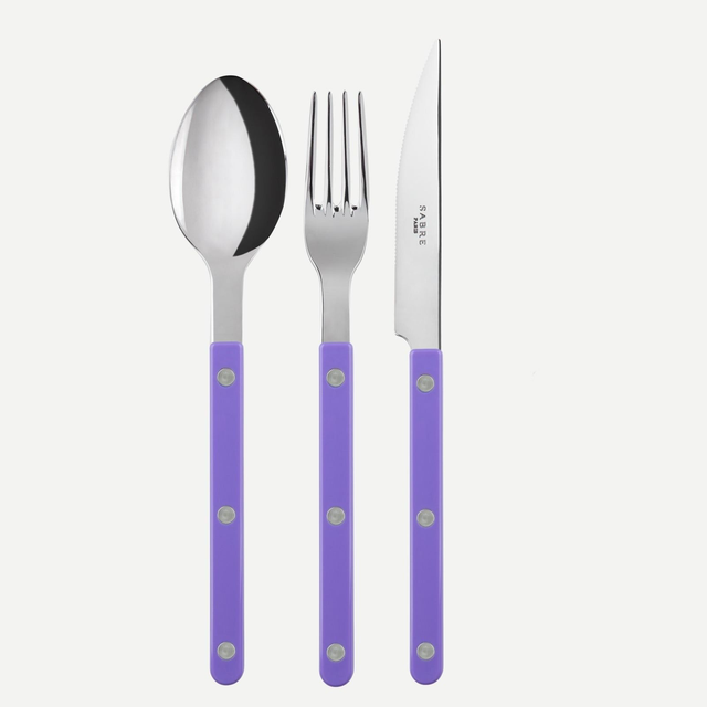 Sabre Paris- Bistrot Unifarben 3-teiliges Besteckset -PURPLE