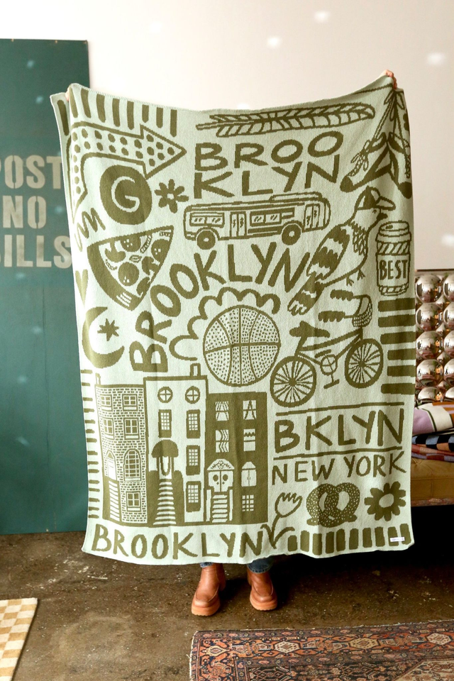Calhoun & Co New York BROOKLYN KNIT BLANKET in G TRAIN