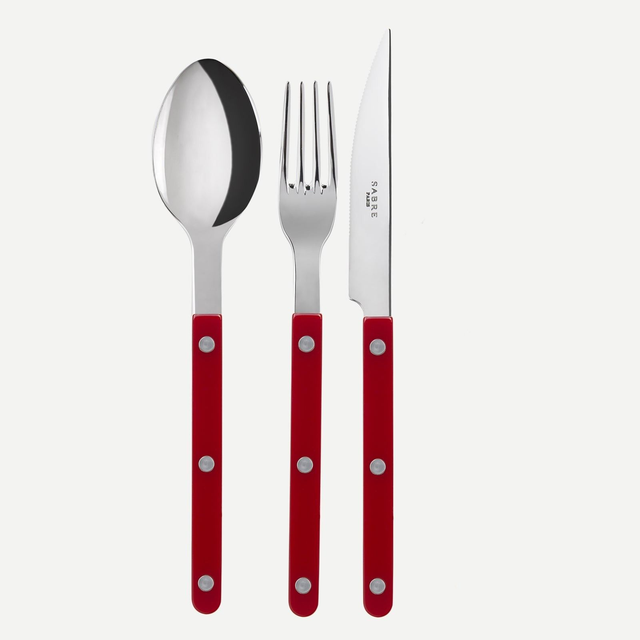 Sabre Paris- Bistrot Unifarben 3-teiliges Besteckset -BURGUNDY