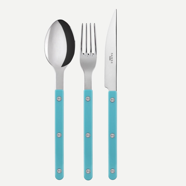 Sabre Paris- Bistrot Unifarben 3-teiliges Besteckset - Turquoise