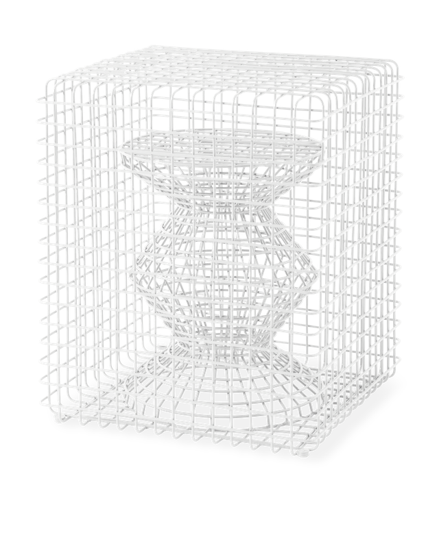 Polspotten-Zig Zag Wire Hocker - Weiss