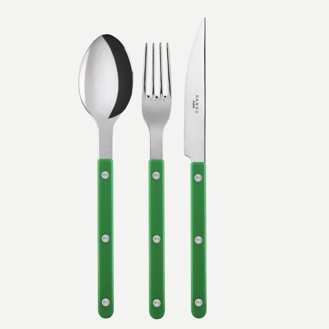 Sabre Paris- Bistrot Unifarben 3-teiliges Besteckset -Garden green
