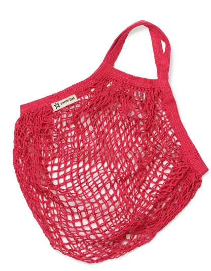 Kurzer Henkelbeutel aus Kordel – Rot– Bio- und Fairtrade-Baumwolle