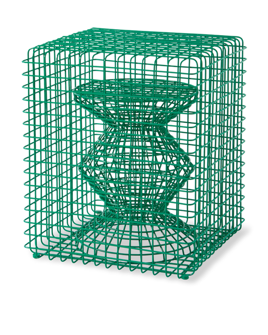 Polspotten-Wire Zig Zag Hocker-Light green