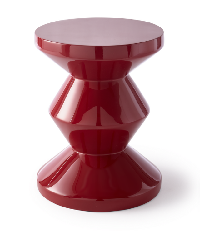 Polspotten-Zig Zag Hocker - Burgundy red