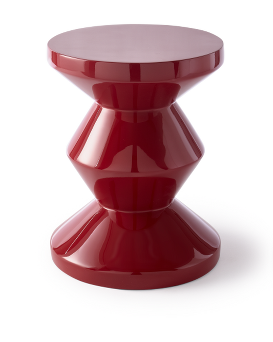 Polspotten-Zig Zag Hocker - Burgundy red