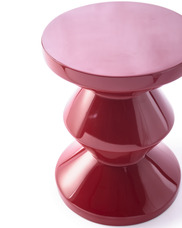 Polspotten-Zig Zag Hocker - Burgundy red