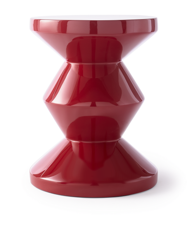 Polspotten-Zig Zag Hocker - Burgundy red