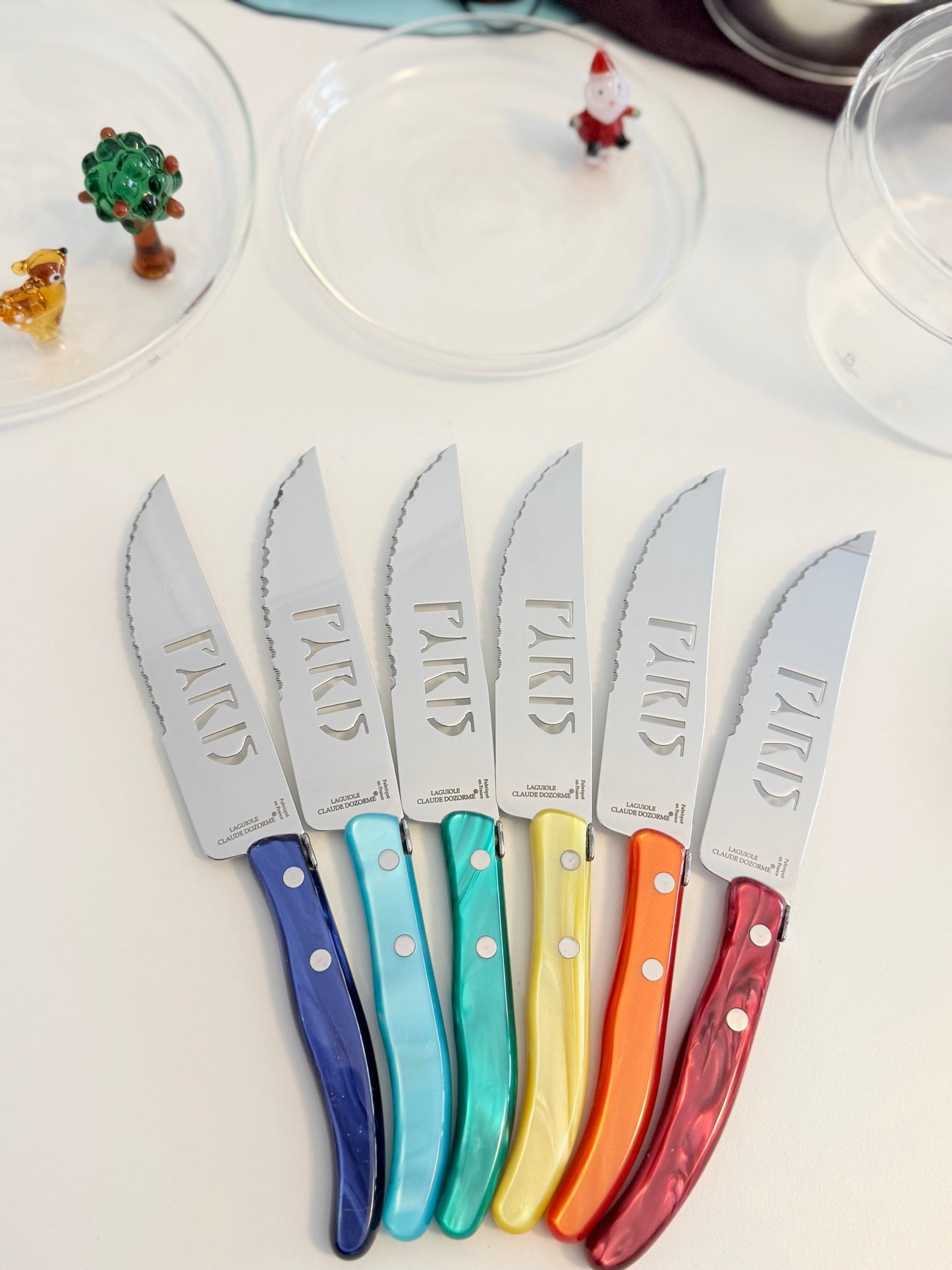 Berlingot “Paris” Sausage Knife – Nacrine Handle-Green grass