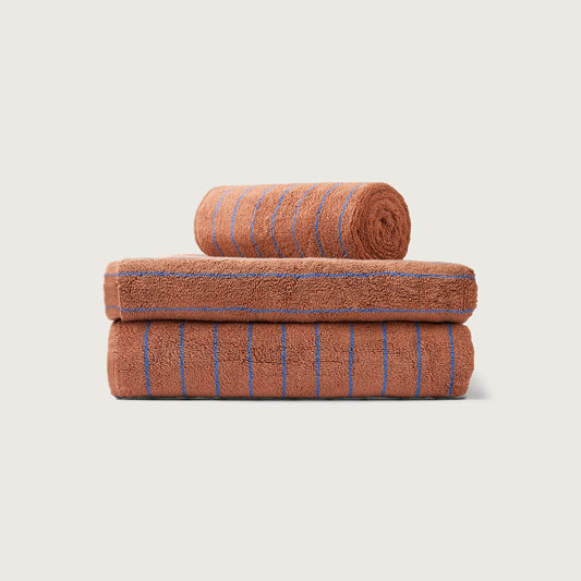 Bongusta - Naram Hand Towels - camel & ultramarine
