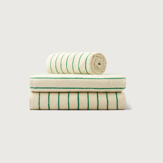 Bongusta - Naram Hand Towels - pure white & grass