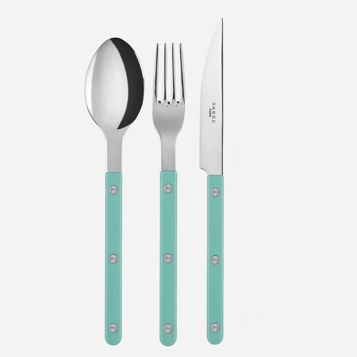 Sabre Paris- Bistrot Unifarben 3-teiliges Besteckset -Pastel green