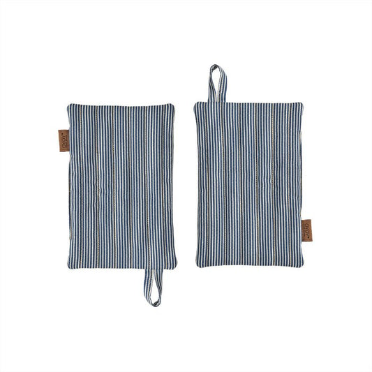 OYOY LIVING DESIGN-Gestreifter Denim-Topflappen – 2er-Set