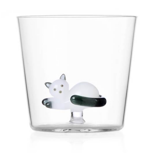 Icendorf - Tabby Cat - Tumbler Lying white cat with smoke tail