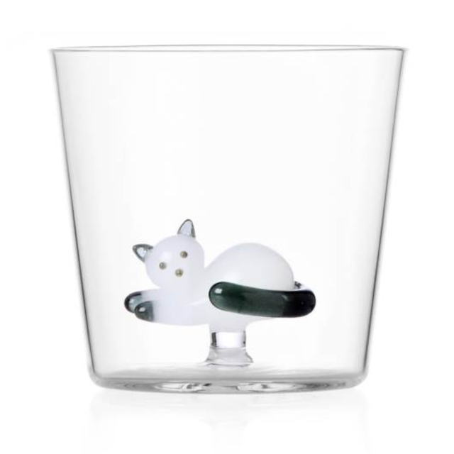 Icendorf - Tabby Cat - Tumbler Lying white cat with smoke tail